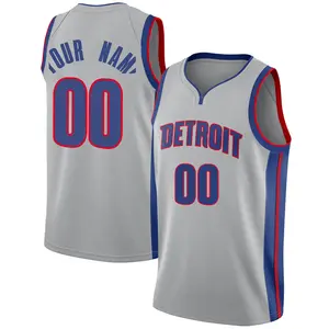 Detroit Pistons Swingman Custom Silver Jersey - Statement Edition - Men's