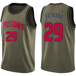 Detroit Pistons Swingman Green Aaron Estrada Salute to Service Jersey - Men's