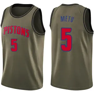 Detroit Pistons Swingman Green Chimezie Metu Salute to Service Jersey - Men's