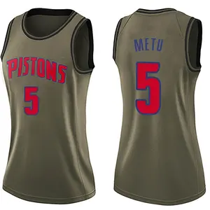 Detroit Pistons Swingman Green Chimezie Metu Salute to Service Jersey - Women's