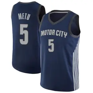 Detroit Pistons Swingman Navy Chimezie Metu Jersey - City Edition - Men's