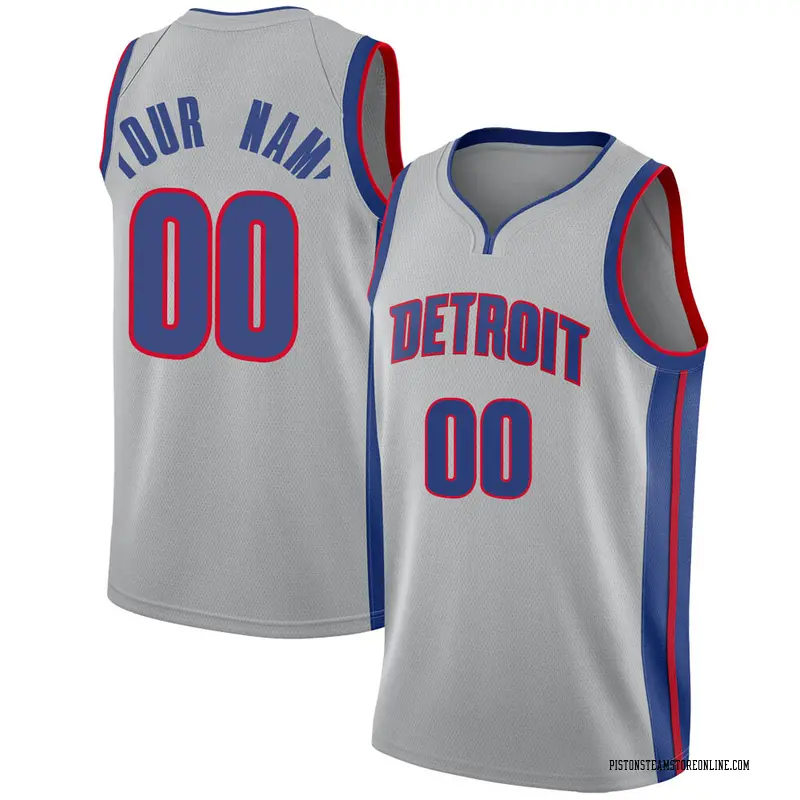 Nike Detroit Pistons Swingman Custom Silver Jersey Statement Edition